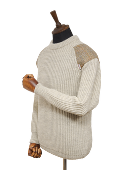 Gamekeeper Chunky Crew Neck Jumper Light Grey