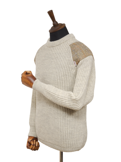 Gamekeeper Chunky Crew Neck Jumper Light Grey