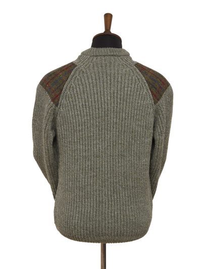 Gamekeeper Chunky Crew Neck Jumper Sage Green (A0229 Patches)