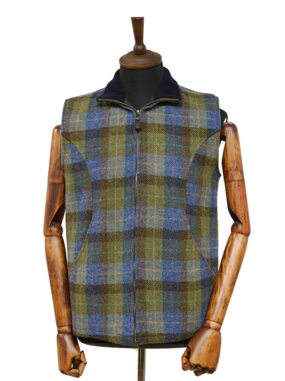 Harris Tweed Gilet Denim Sage