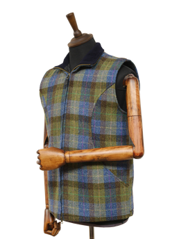 Harris Tweed Gilet Denim Sage