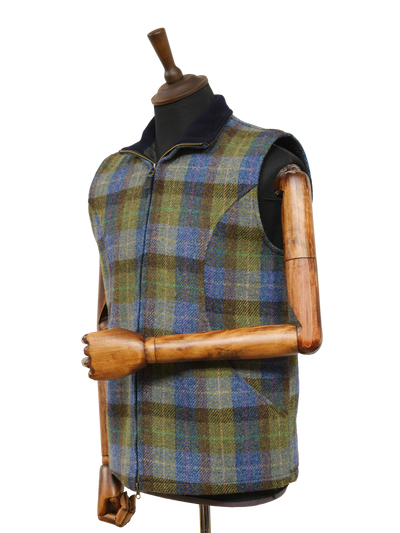 Harris Tweed Gilet Denim Sage