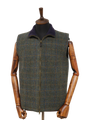 Harris Tweed Gilet Green Herringbone With Overcheck
