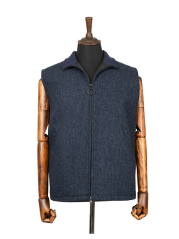 Harris Tweed Gilet - Navy Herringbone