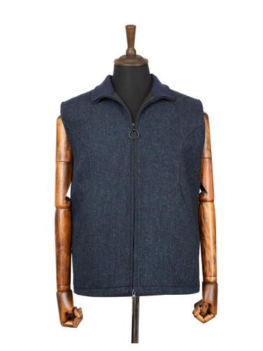 Harris Tweed Gilet - Navy Herringbone