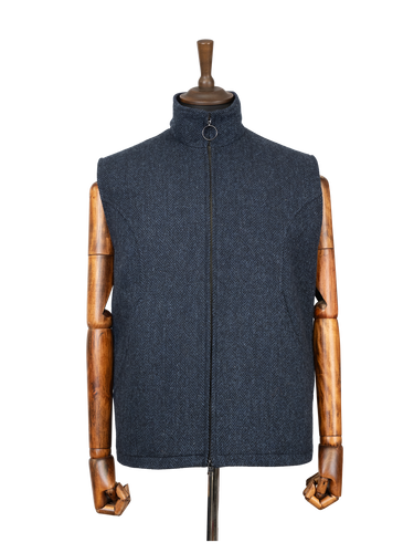 Harris Tweed Gilet - Navy Herringbone