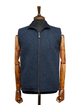 Harris Tweed Gilet Navy Herringbone