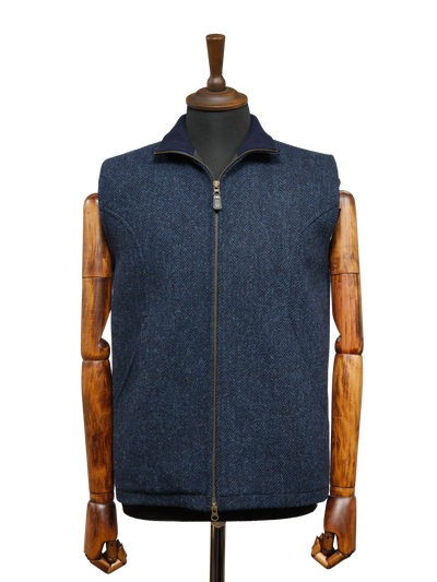 Harris Tweed Gilet Navy Herringbone