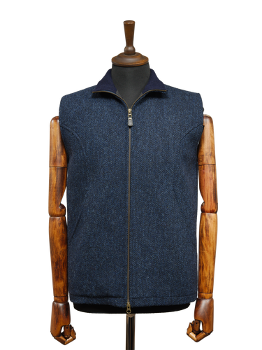 Harris Tweed Gilet - Navy Herringbone