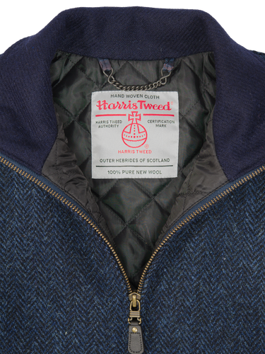 Harris Tweed Gilet - Navy Herringbone