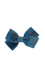 Harris Tweed Hair Clip Bow Blue with Overcheck