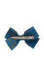 Harris Tweed Hair Clip Bow Blue with Overcheck