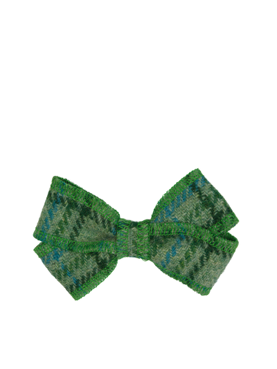 Harris Tweed Hair Clip Bow - Green with Overcheck