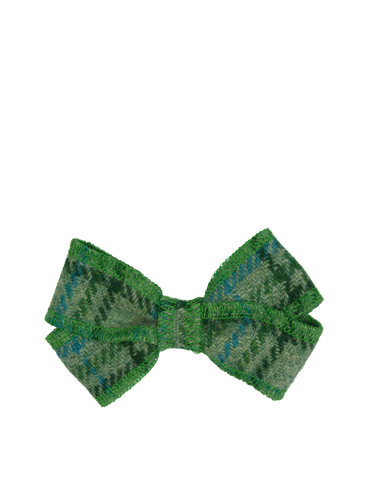 Harris Tweed Hair Clip Bow - Green with Overcheck