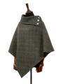 Harris Tweed Ladies Celtic Cape Green Herringbone With Overcheck