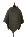 Harris Tweed Ladies Celtic Cape Green Herringbone With Overcheck