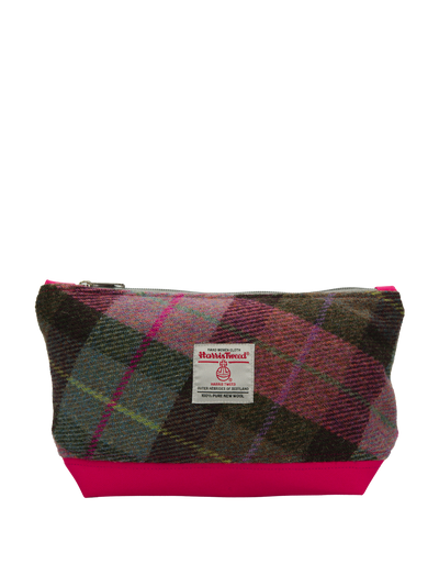 Harris Tweed Washbag - A0254 (C) (Dark Pink)