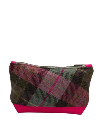 Harris Tweed Washbag - A0254 (C) (Dark Pink)