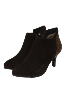 Harris Tweed Ankle Boots Coffee Herringbone