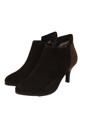Harris Tweed Ankle Boots Coffee Herringbone