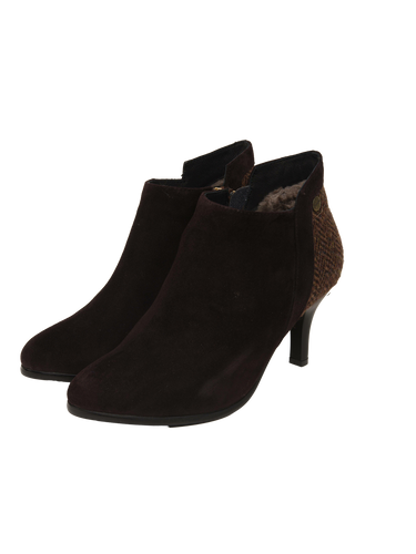 Harris Tweed Isla Pointed Heel Boots - Coffee Herringbone