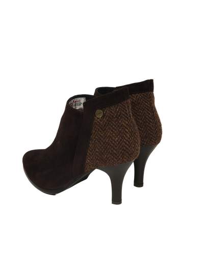 Harris Tweed Ankle Boots Coffee Herringbone
