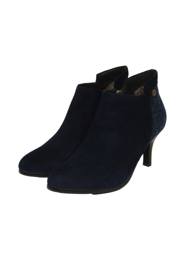 Harris Tweed Ankle Boots - Navy Herringbone