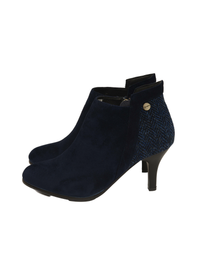 Harris Tweed Ankle Boots - Navy Herringbone