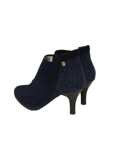 Harris Tweed Ankle Boots - Navy Herringbone