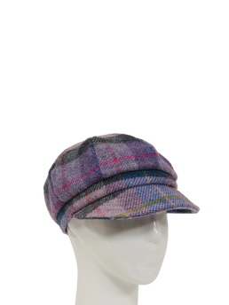 Harris Tweed Baker Boy Hat Lilac Pastels