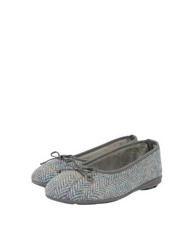 Harris Tweed Ballerina Pumps - Opal Check