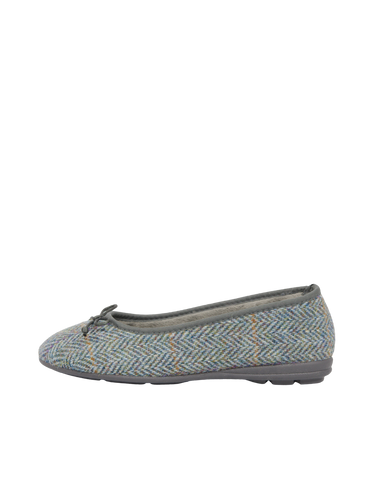 Harris Tweed Ballerina Pumps - Opal Check