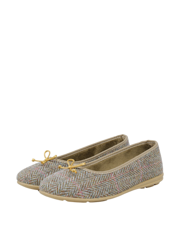 Harris Tweed Ballerina Pumps Pink Check