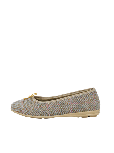 Harris Tweed Ballerina Pumps Pink Check