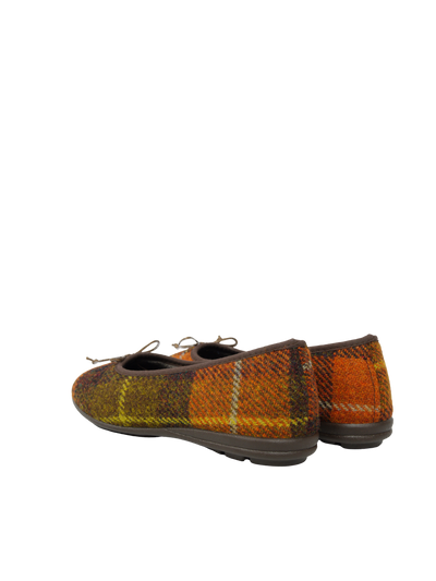 Harris Tweed Ballerina Pumps Rust Check