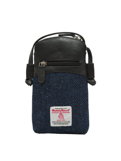 Harris Tweed Barvas Bag - HB104 (Black Leather)