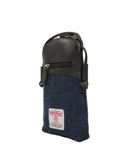 Harris Tweed Barvas Bag - HB104 (Black Leather)