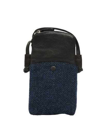 Harris Tweed Barvas Bag - HB104 (Black Leather)
