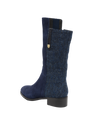 Harris Tweed Brodie Calf Length Boots Navy Herringbone