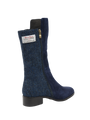 Harris Tweed Brodie Calf Length Boots Navy Herringbone
