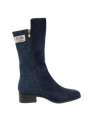 Harris Tweed Brodie Calf Length Boots Navy Herringbone