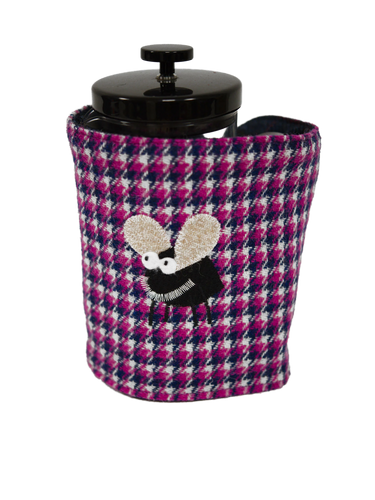 Harris Tweed Cafetiere Cosy - Pink White Houndstooth (Midge)