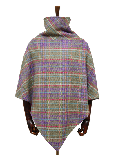 Harris Tweed Ladies Celtic Cape Lilac/Green Multi Check