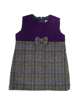 Harris Tweed Childrens Dress Grey/Purple Check