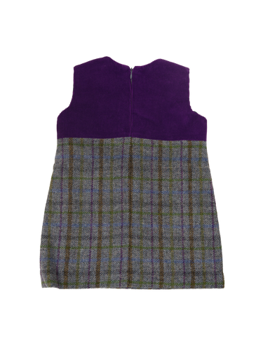 Harris Tweed Childrens Dress - Grey/Purple Check