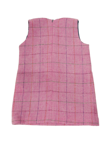Harris Tweed Childrens Dress - Pink With Overcheck
