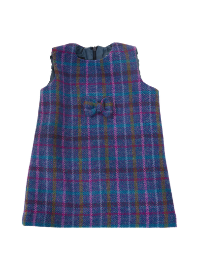 Harris Tweed Childrens Dress Purple/Teal Check