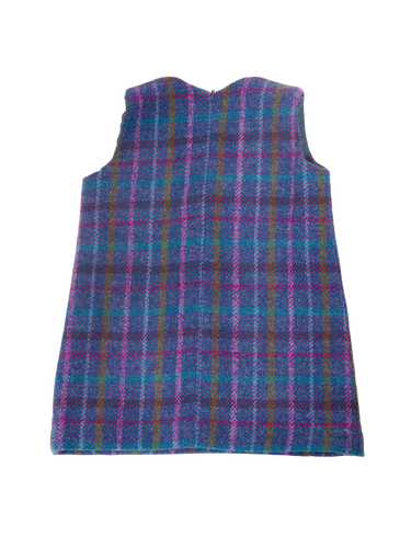 Harris Tweed Childrens Dress - Purple/Teal Check