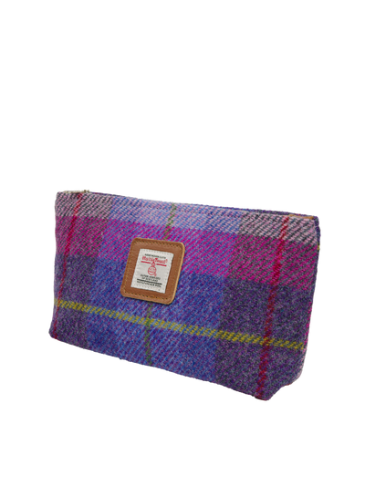 Harris Tweed Cosmetic Bag - A0114 (Tan Leather)