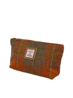 Harris Tweed Cosmetic Bag A0124 (Tan Leather)